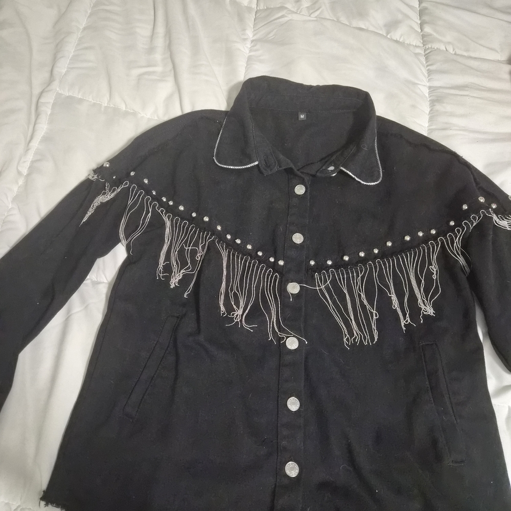 Black Jeans Women's Jacket M/L With Friges